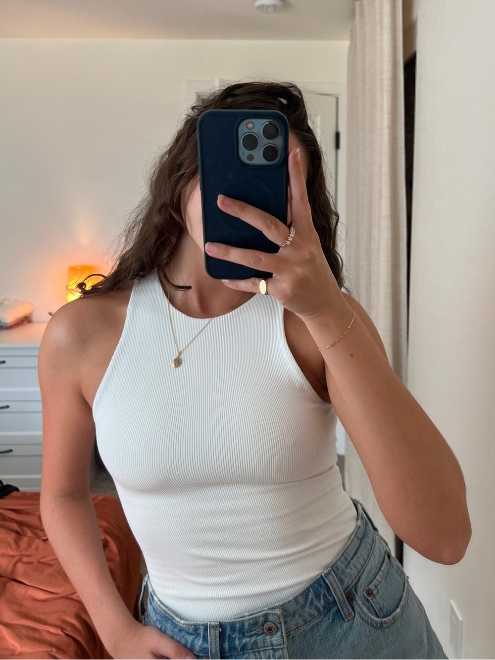 Abercrombie & Fitch White Ribbed High Neck Bodysuit